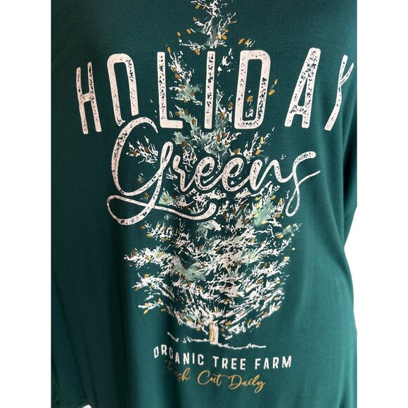 NWT Maurice’s Christmas Teal Tee Green HOLIDAY GREENS Gold Foil Letters Size 0X - Picture 2 of 7